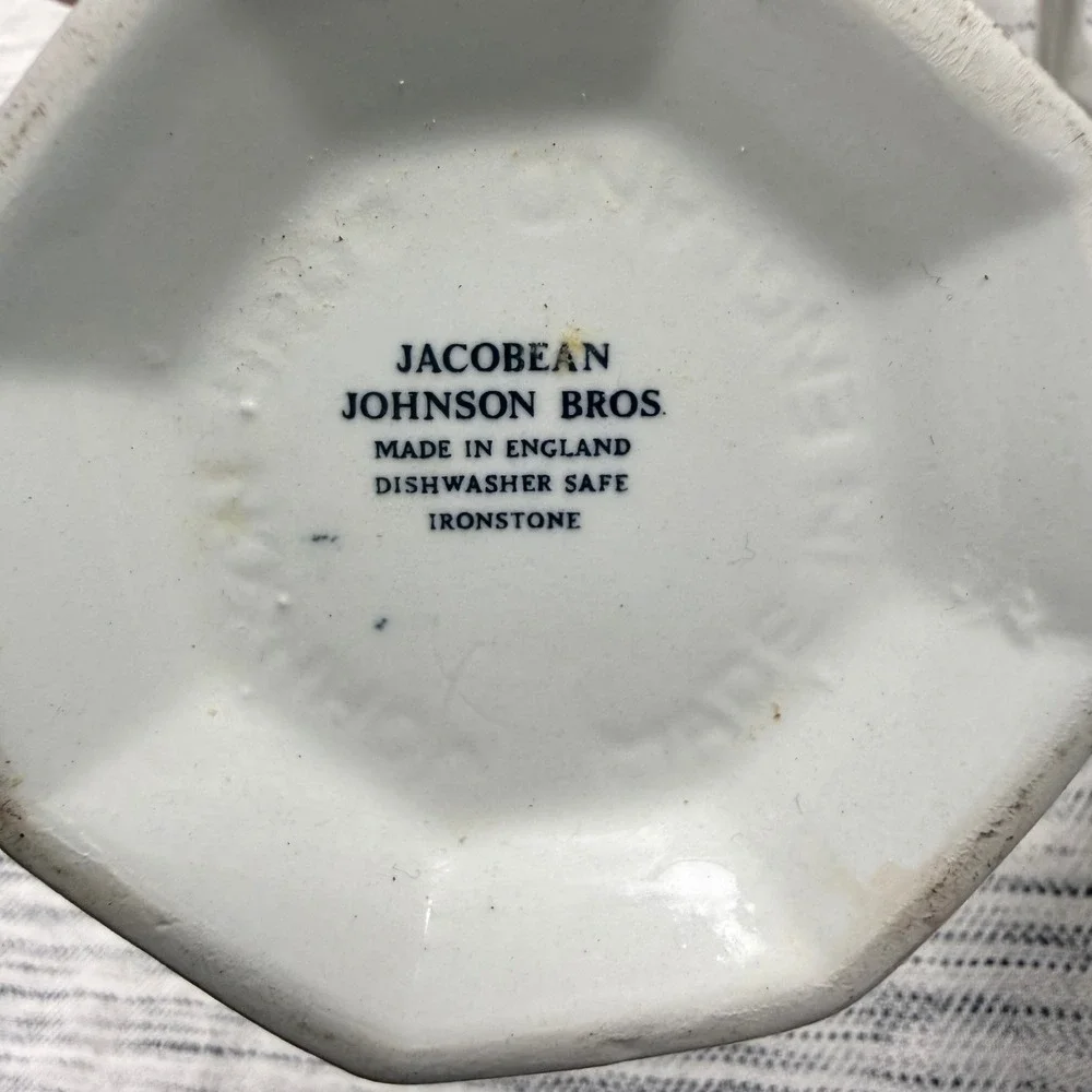 Johnson Brothers Jacobean Cream & Sugar‎ Set White Ironstone Floral Boho Cottage